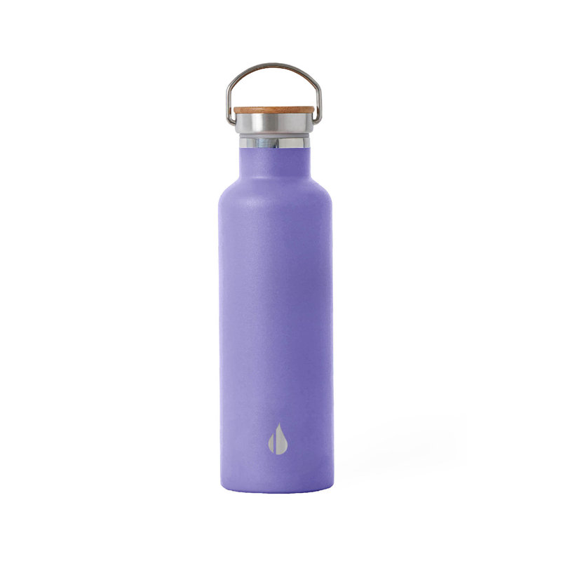 Bouteille d'eau isotherme à double paroi 25 oz avec couvercle en bambou Elemental Classic, Lavande
