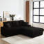 Canapé 3 places en velours côtelé de 213 cm avec coussins de dossier, 2 coussins décoratifs pour un confort optimal dans le salon, repose-pieds avec rangement et porte-gobelets, canapé à assise profonde et confortable