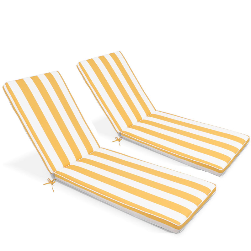Coussin de fauteuil d'extérieur inclinable (chaise longue non incluse), Jaune / Blanc