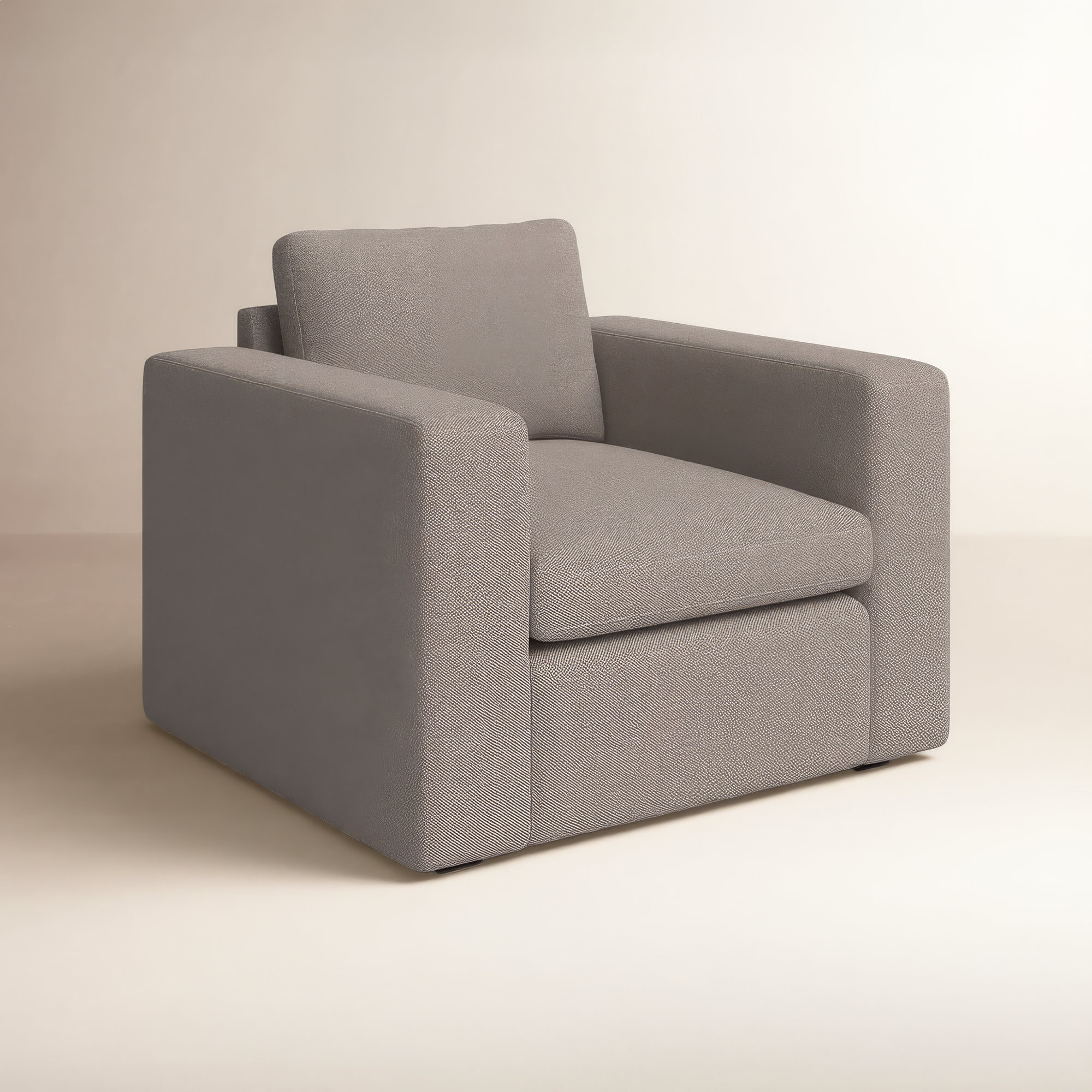 Benedict Upholstered Armchair, Mushroom Performance Basketweave