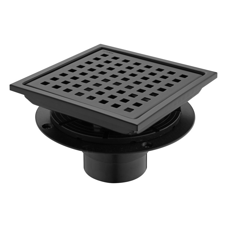 6 Inch Square Shower Floor Drain with Removable Cover Grid Grate