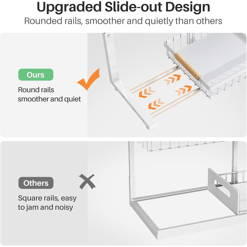 White Expandable Under Sink Organizer with Sliding Shelves