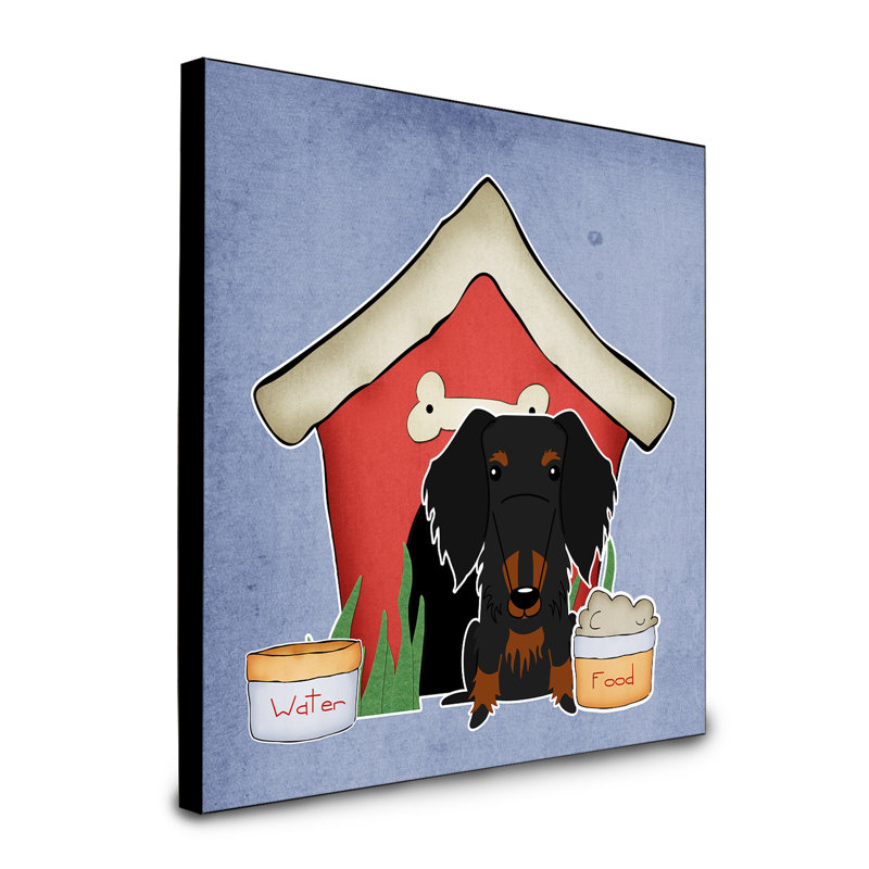 Panneau mural d’art collection dog house Scarvinia, Teckel à poil dur noir / brun clair
