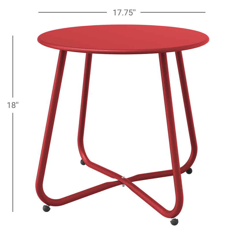 Mickelsen Steel Patio Side Table, Red