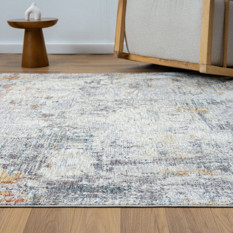 Celso Modern Abstract Polyester Indoor Area Rug, Gray/Brown, Rectangle 2' x 3'