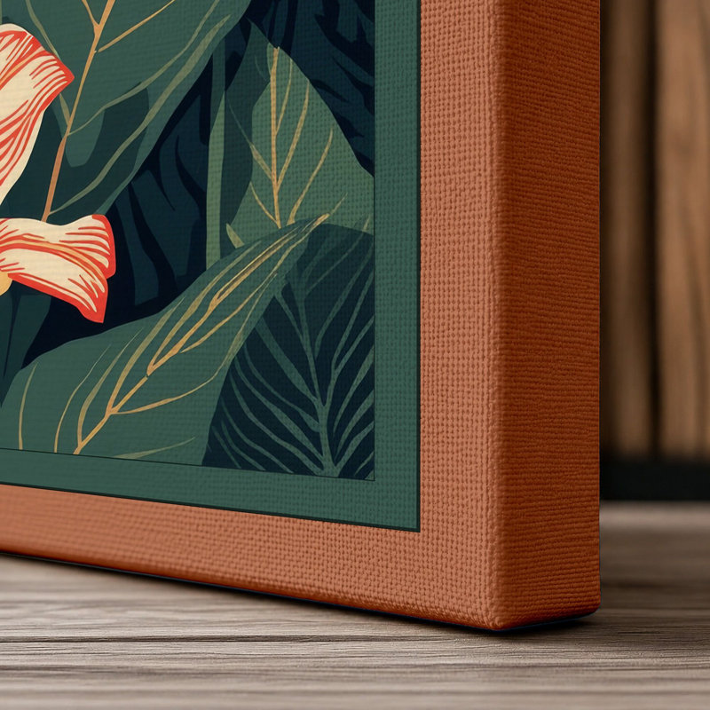 Tropical Blooms Botanical - Wrapped Canvas, 36x24 - 91.4 x 61.0 cm, Terracotta Border