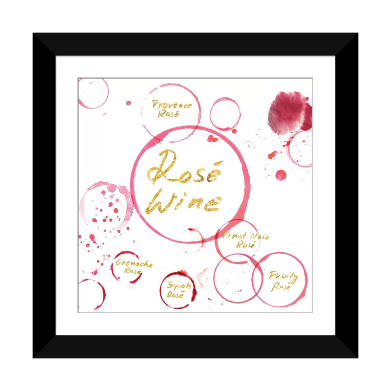 «Rose Wine», impression sur toile, H 24 po x l 24 po x P 1 po, Papier d'art encadré noir, Blanc