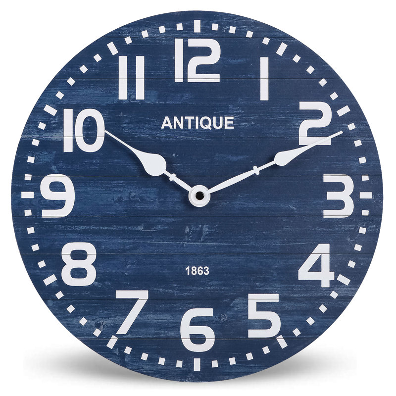 Horloge murale en quartz bleu marine patiné