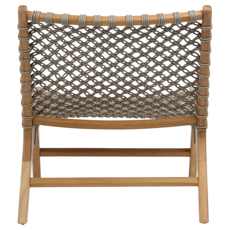 Mario Teak Wood and Rope Outdoor Occasional Chair, Gray