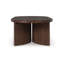 Table basse Jeno, ovale 51 po, 4 bases courbées en roseau, bois brun
