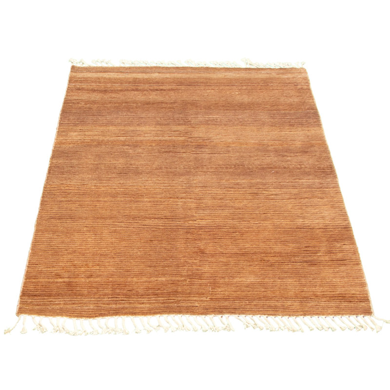 Tapis décoratif en laine brun clair de conception unique 4 pi 1 po x 6 pi 1 po Audriena noué à la main