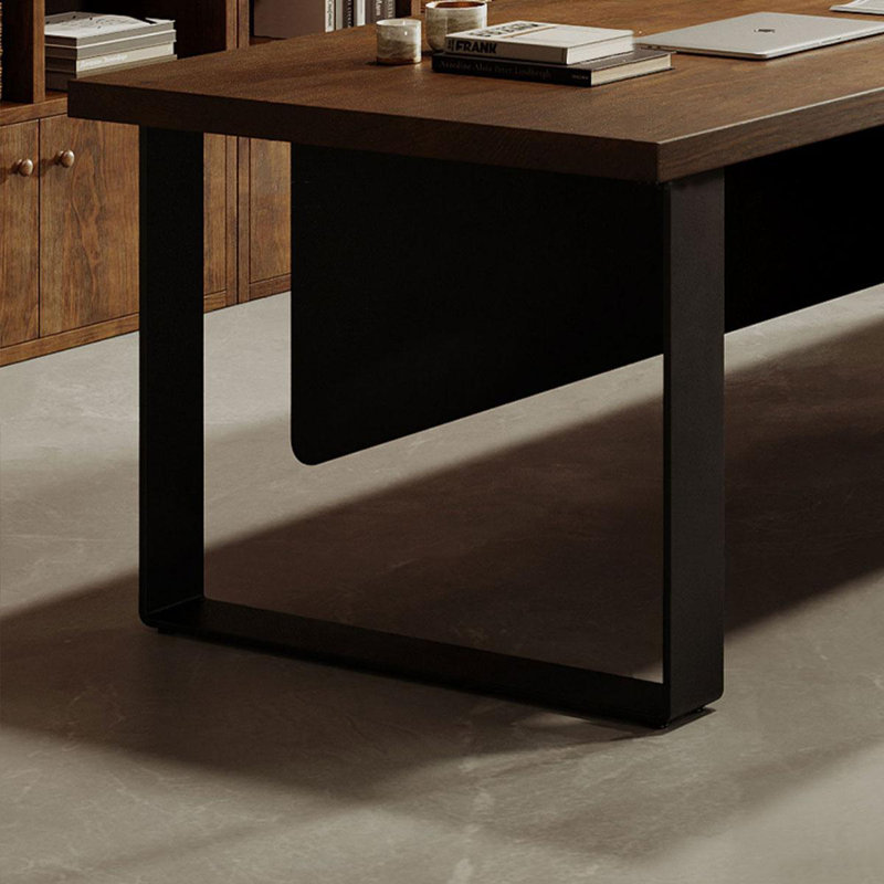 + L-Shaped Solid Wood+Iron desks, 29.53" H x 62.99" W x 59.06" D