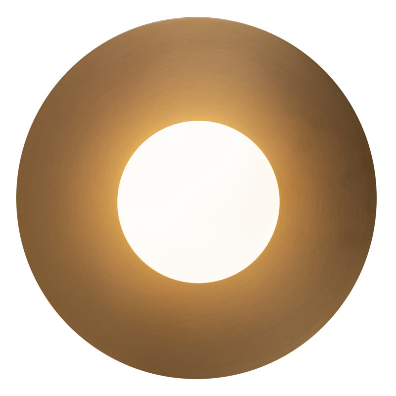 Elixir 10-In Flush Mount, Gold, 7.38" H x 14.1" W x 14.1" W, White/Gold