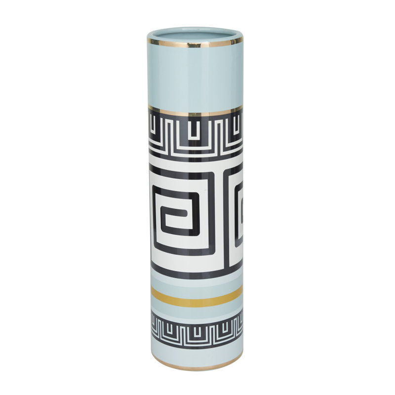Vase en céramique bleu sarcelle, H 18,05 po x l 5,1 po x P 5,2 po