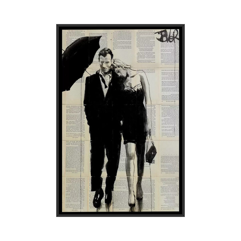 Impression d’art graphique, "each other" par Loui, Pas de tapis, H 26 po x l 18 po x 1,5 po, Toile avec cadre noir
