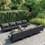 Latitude Run 9 Piece Garden Lounge Set With Cushions Poly Rattan Dark Grey