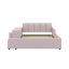 Lit double sur pied avec finition rembourrée, lit combiné mère et enfant avec table de chevet et petit tabouret rond-1095318226-1095318252