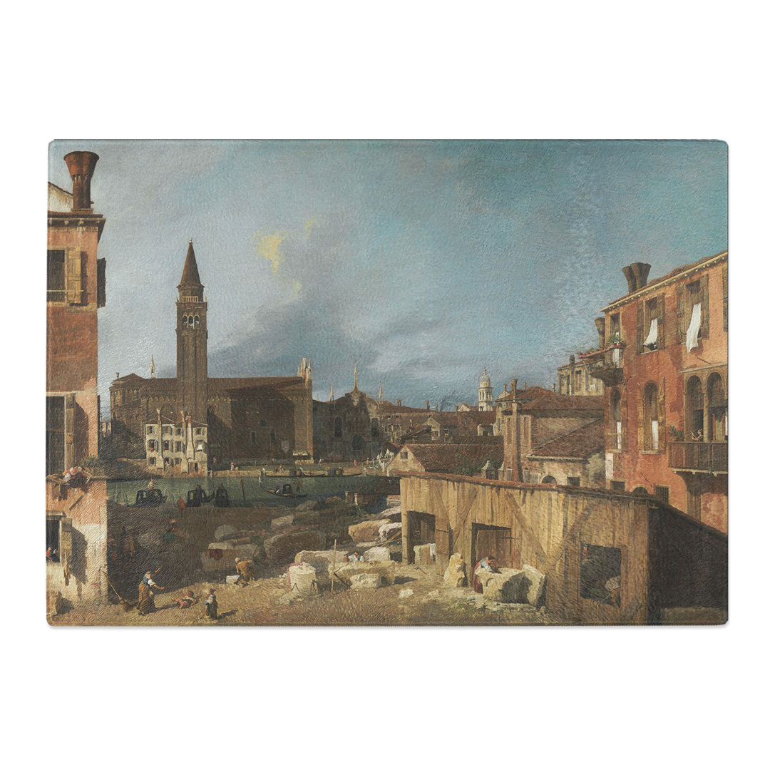 The Stonemasons Yard by Giovanni Canaletto Chopping Board