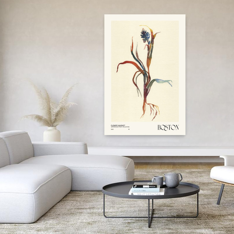 Collection d'aquarelles. «Flower Market - Boston Abstract Contemporary Flower Landscape», art mural, H 60 po x l 40 po