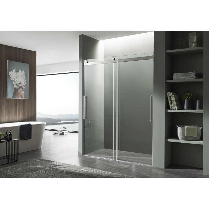 Stellar 60" x 76" Brushed Nickel Frameless Sliding Shower Door