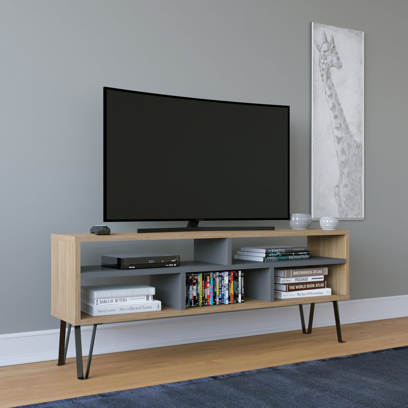 Meuble télé pour téléviseur de 55 po ou moins Chayten, Gris naturel
