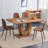 5-Piece Dining Set with U-Shaped Sculptural Pedestal Table and 4 Faux Leather Mid-Century Modern Chairs, Walnut Finish-830152590