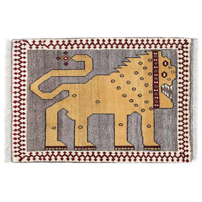 Animal Pictorial lion Hand Knotted 2'X 3'