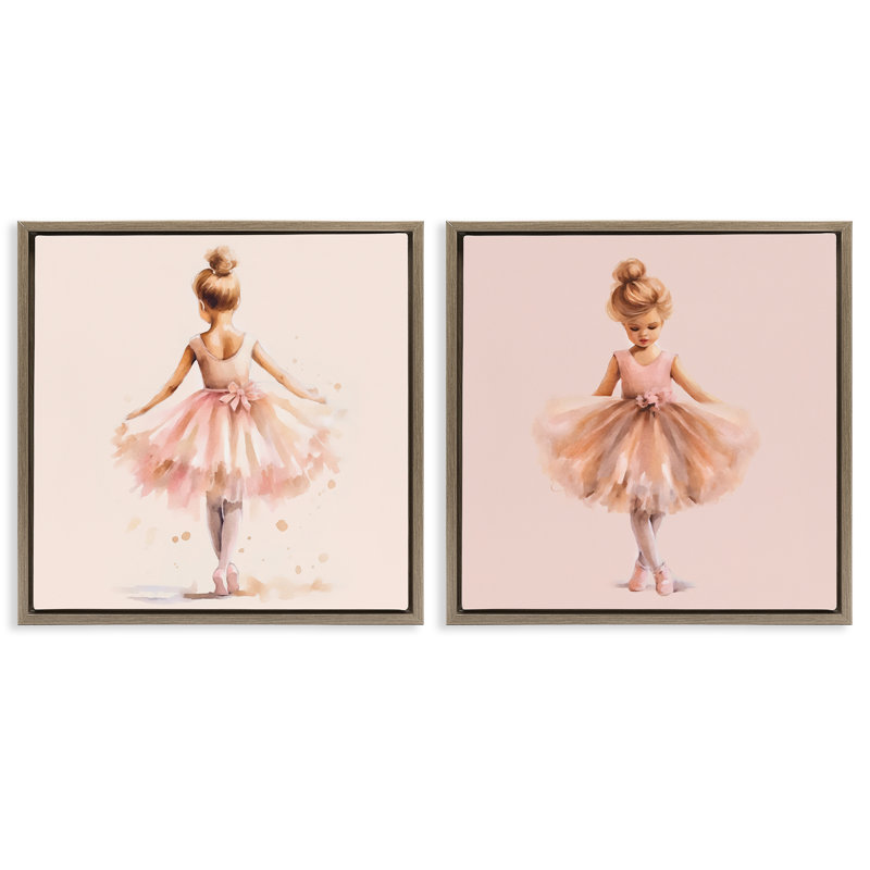  «Ballerina Dancing Stars», ensemble de 2 toiles flottantes encadrées par Andrea Haase, H 18 po x l 18 po