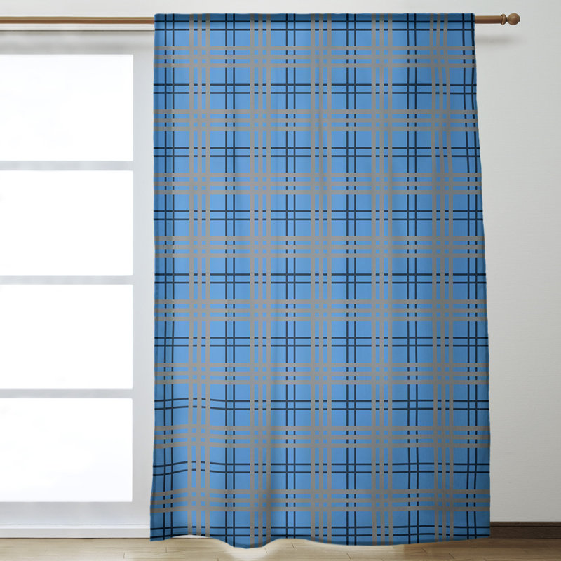 Room Darkening Curtain Single Panel, Blue/Gray/Black