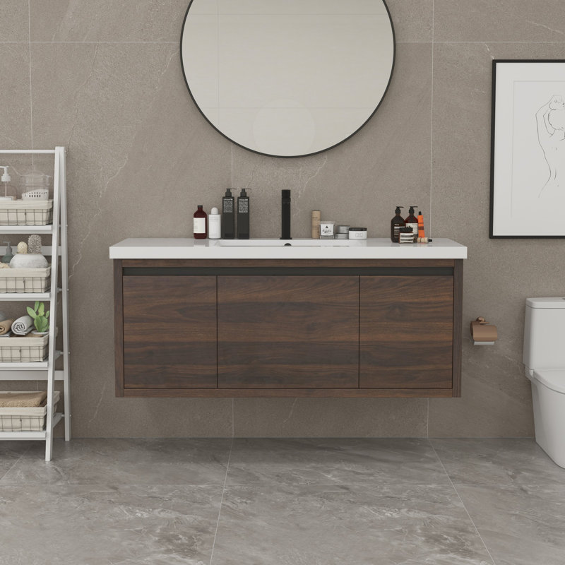 48'' Bathroom Vanity Set with Cabinets, California Walnut