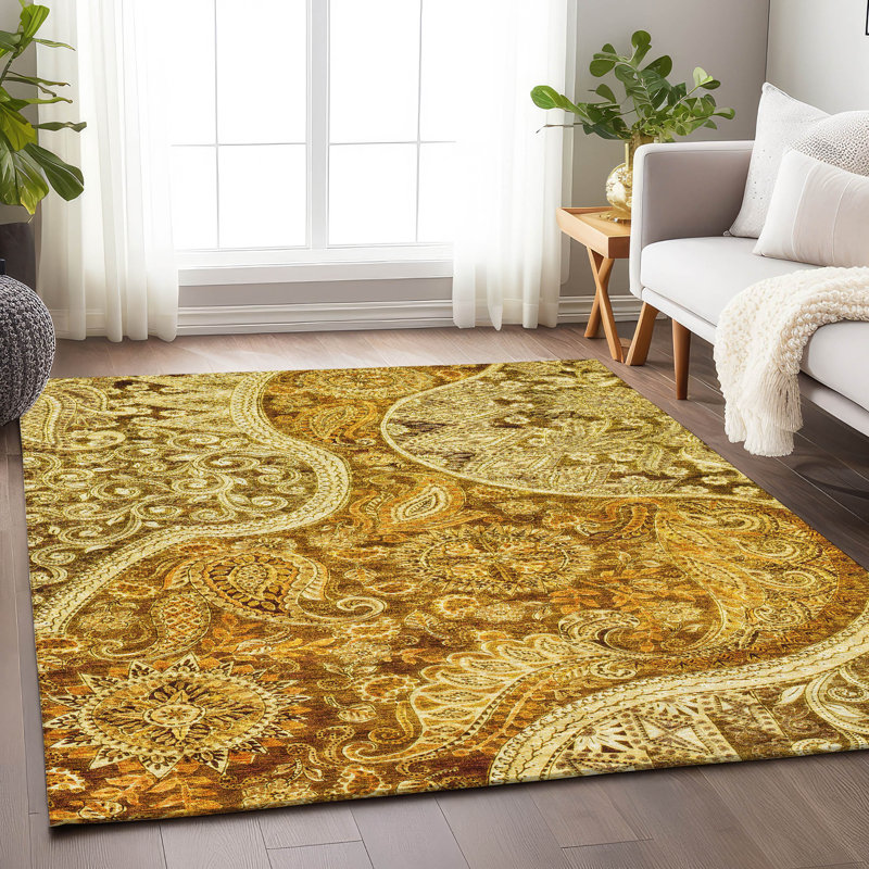 Carmina Orange Washable Indoor-Outdoor Rug - , 9' x 12'