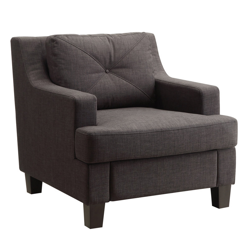 Chaise avec accoudoirs capitonnée en lin Jarvis, Lin gris anthracite foncé