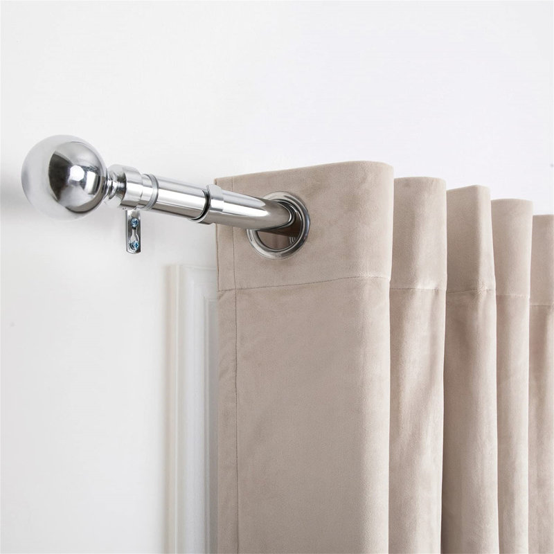Altadena Adjustable Single Curtain Pole, Silver, 210cm W x 3cm D