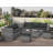 Ensemble de canapé modulaire de patio 8 pièces gris avec boîte de rangement et plateau de table en verre transparent