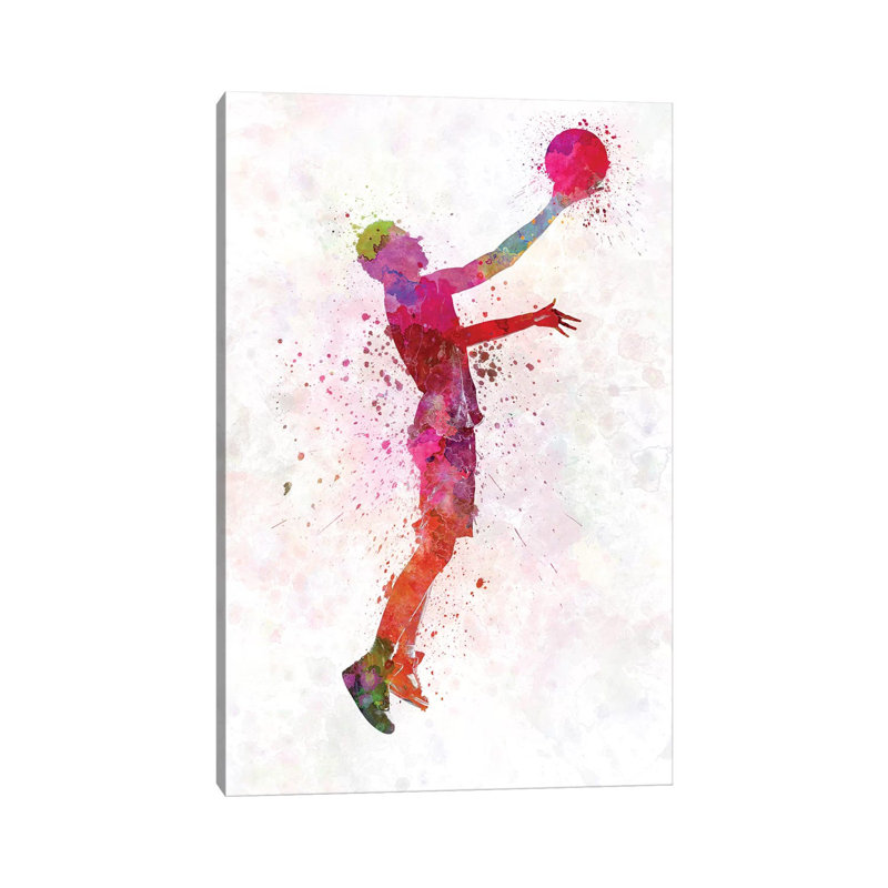Young Man Basketball Player I by Paul Rommer - Wrapped Canvas Painting, 66.04cm H x 45.72cm W x 1.91cm D