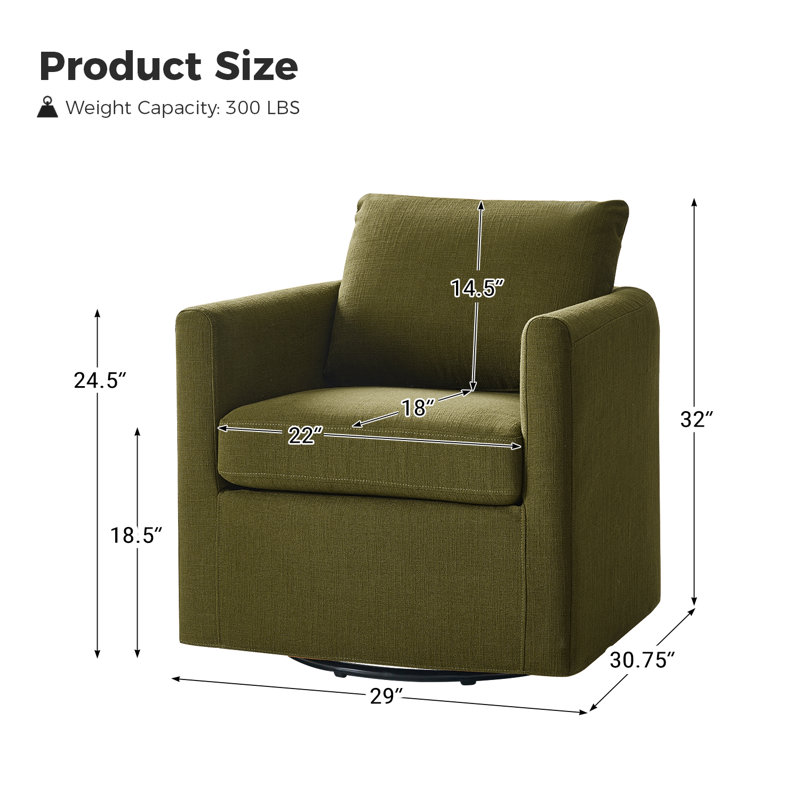 Fauteuil demi-tonneau pivotant de style moderne l 29 po Nicha, Moss