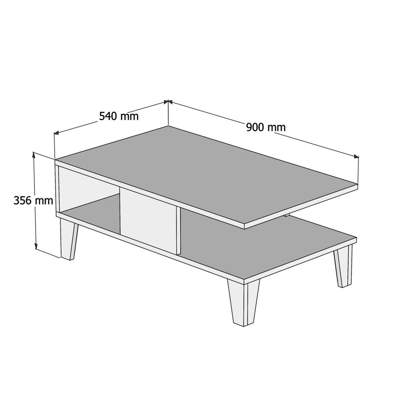 Coffee Table, Marble Black/Oak