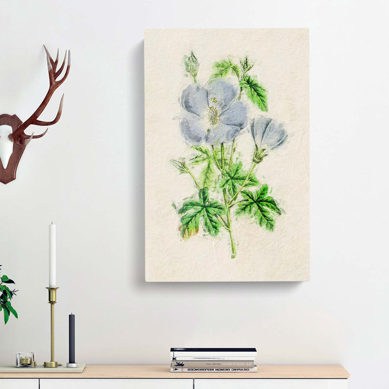 Illustration Of Lilac Rosemallow Flowers - Wrapped Canvas, 60cm H x 40cm W x 3cm D