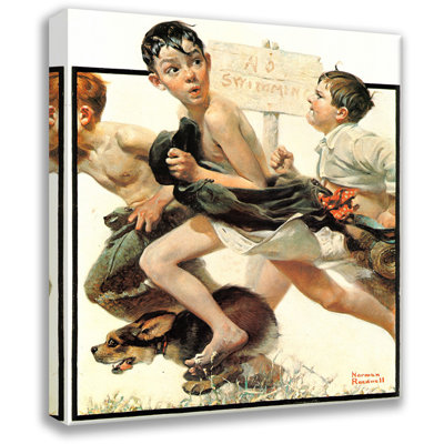 «No natation» par Norman Rockwell, toile tendue avec châssis