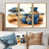 Toile avec cadre flottant or
