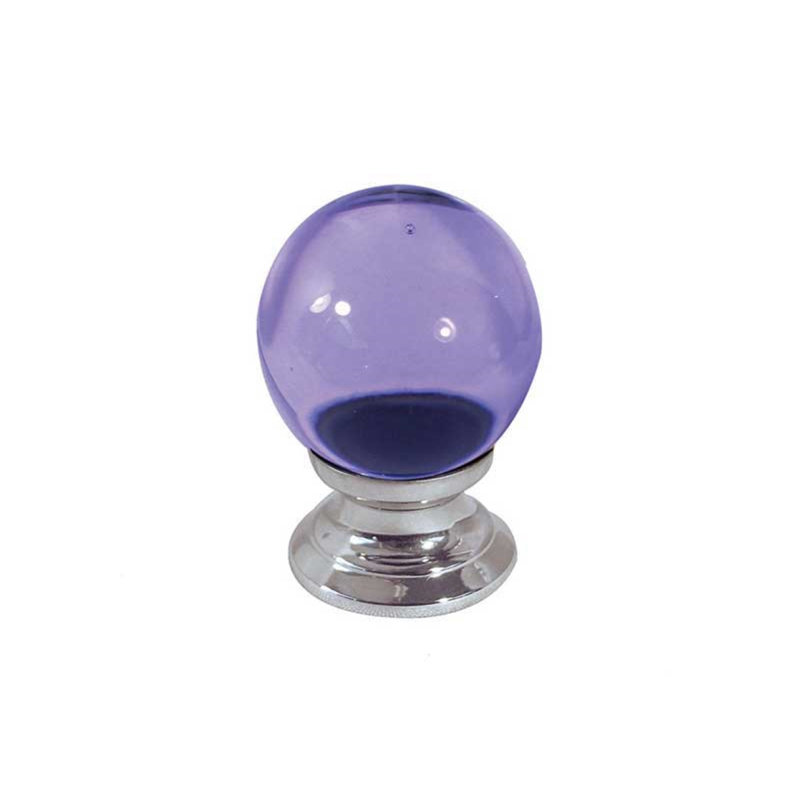 Collin Round Knob, 35mm, Polished Chrome/Purple