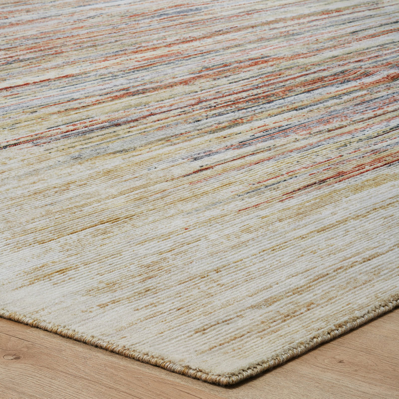 Abstract Stripe Wool Rich Blend Area Rug, Red/Beige, Rectangle 7'6" x 9'6"