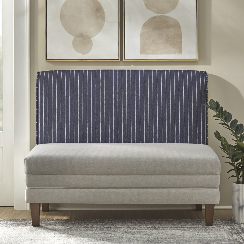 Lebron Banquette Dining Set, Blue Stripe/Beige