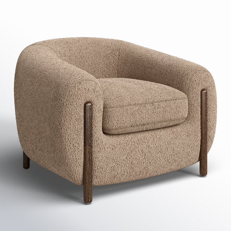 Lyla 38" W Polyester Blend Barrel Chair, Sheepskin Camel Sherpa