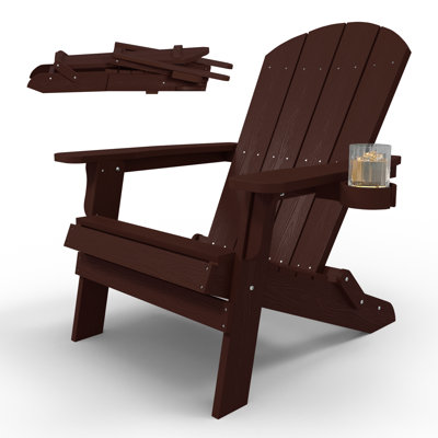 Kaya Plastic/Resin Oversized Foldable Adirondack Chair With Cup-holder
