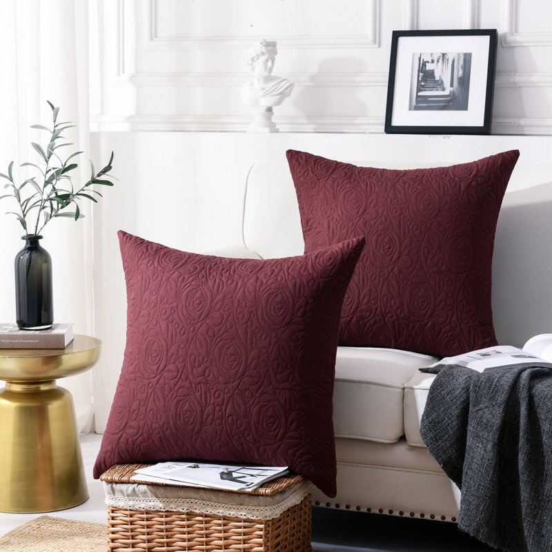 Teal Embroidered Cotton Euro Sham Pillow Covers