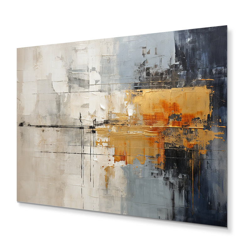 Paysage urbain abstrait II - impression de collages abstraits sur métal, H 12 po x l 20 po