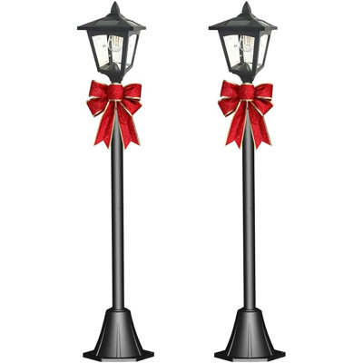 Lampadaire solaire d'extérieur de 2 po, paquet de 2 réverbères à DEL rétro, imperméable, hauteur réglable, du crépuscule à l'aube pour le jardin, l'allée, la cour, le patio