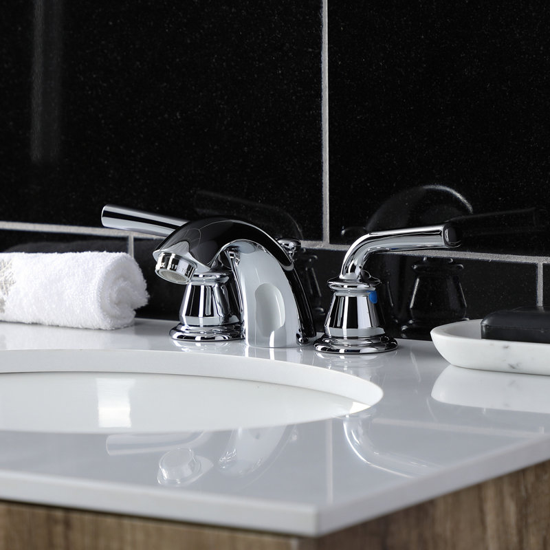 Robinet de salle de bain à large entraxe avec bonde, Chrome poli