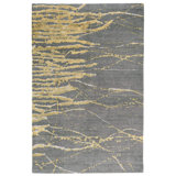 Ven Abstract Area Rug in Dark Gray/Golden Honey